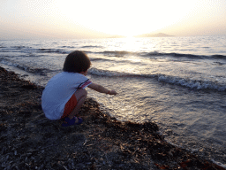 Max on the beach of the Blue Lagoon Resort, at sunset