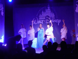 Singer and dancers at the Walt Disney show at the Entertainment Tent at the Blue Lagoon Resort