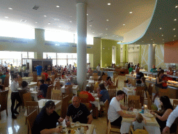 Interior of the Nisos Restaurant during breakfast