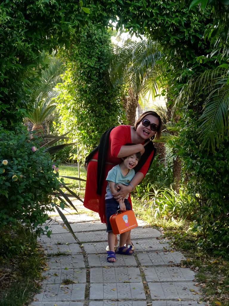 Miaomiao and Max on a walkway at the Sunset Terrace at the Blue Lagoon Resort