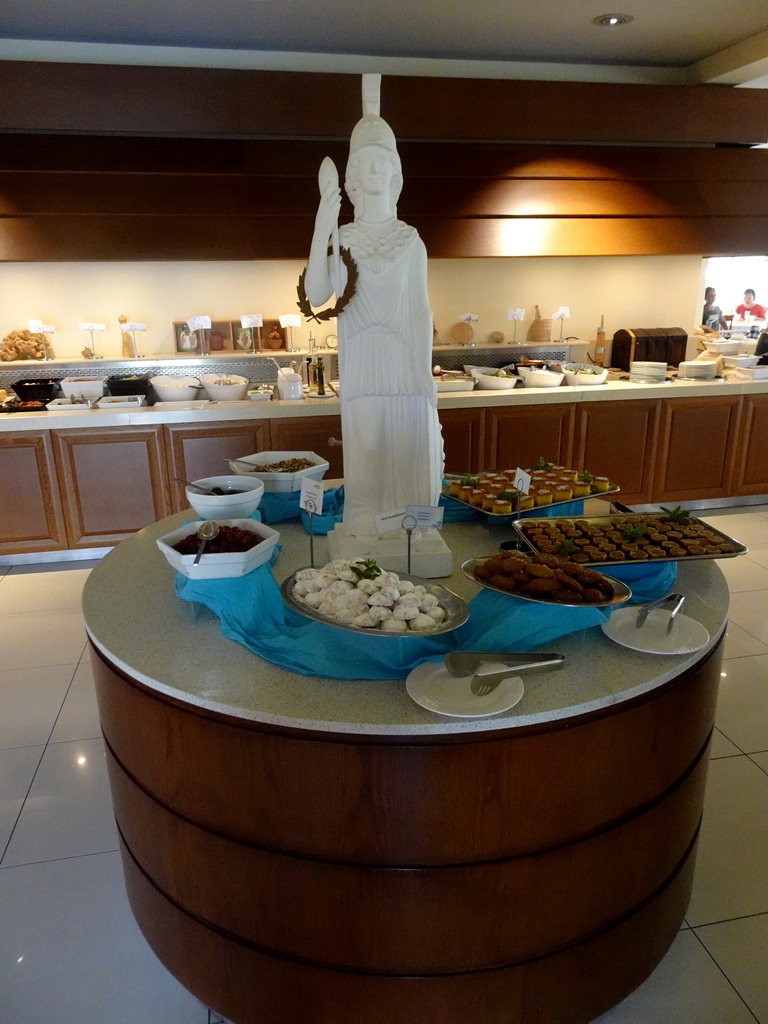 Statue and Greek desserts at the Mythos Greek Restaurant at the Blue Lagoon Resort