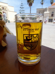 Zythos Vap beer on the terrace of the Aegli restaurant at Eleftherias Square