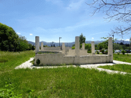 Ruins at the northwest side of the Casa Romana museum, viewed from the Leofóros Grigoriou V street