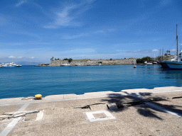 The Limenas Ko harbour and Neratzia Castle, viewed from the Akti Kountouriotou street