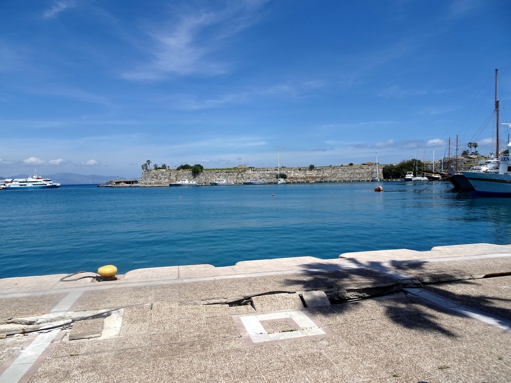The Limenas Ko harbour and Neratzia Castle, viewed from the Akti Kountouriotou street