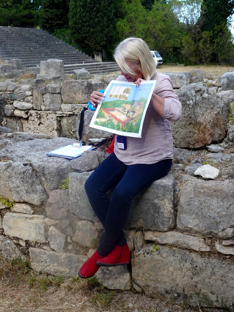 Our tour guide and ruins at the lower level of the Asclepeion