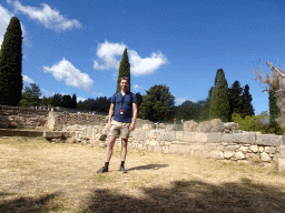 Tim and ruins at the the lower level of the Asclepeion