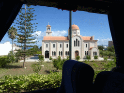 The Sacred Temple of Ascension at the town of Zipari, viewed from the tour bus on the Eparchiakis Odou Ko-Kefalou street