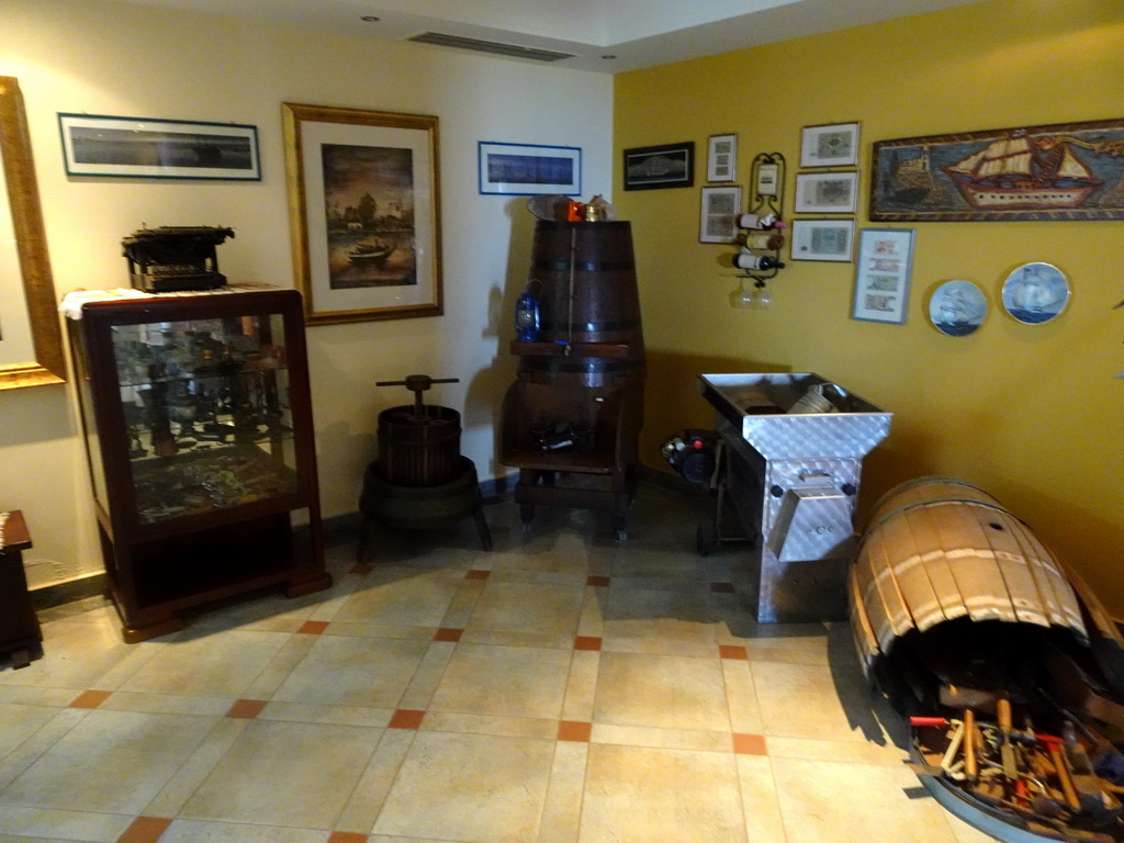 Interior of the showroom of the Triantafyllopoulos Winery