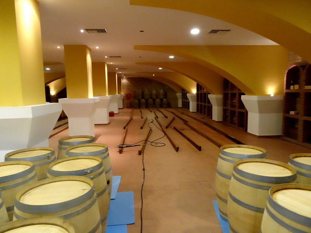 Wine barrels at the Triantafyllopoulos Winery