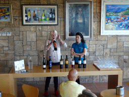 Our tour guide explaining the wine tasting at the Triantafyllopoulos Winery