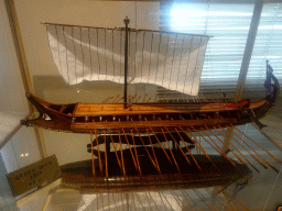Scale model of a Greek war ship at the showroom of the Triantafyllopoulos Winery