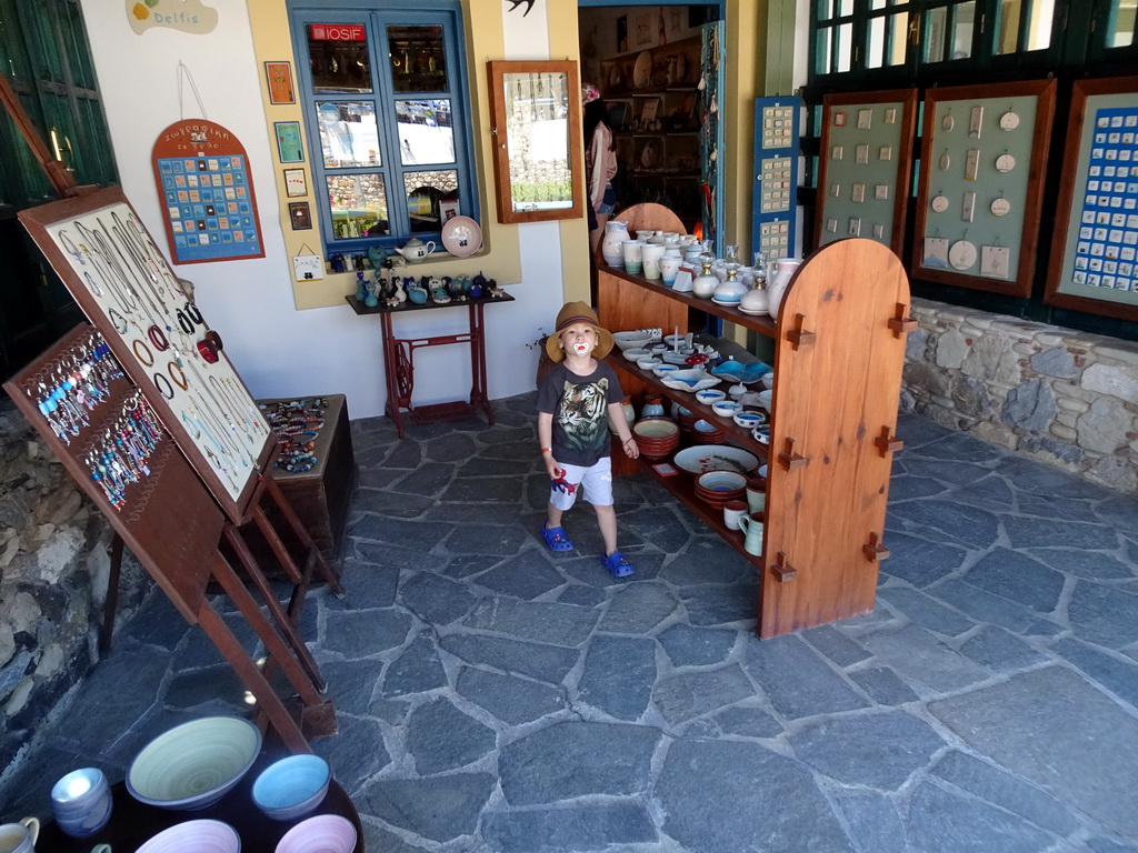 Max at a souvenir shop at the main street of the town of Zia