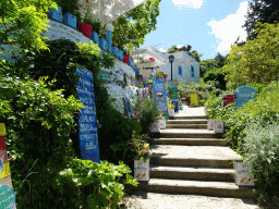 Staircase from the town of Zia to the Zia Church, with the Zia Watermill restaurant