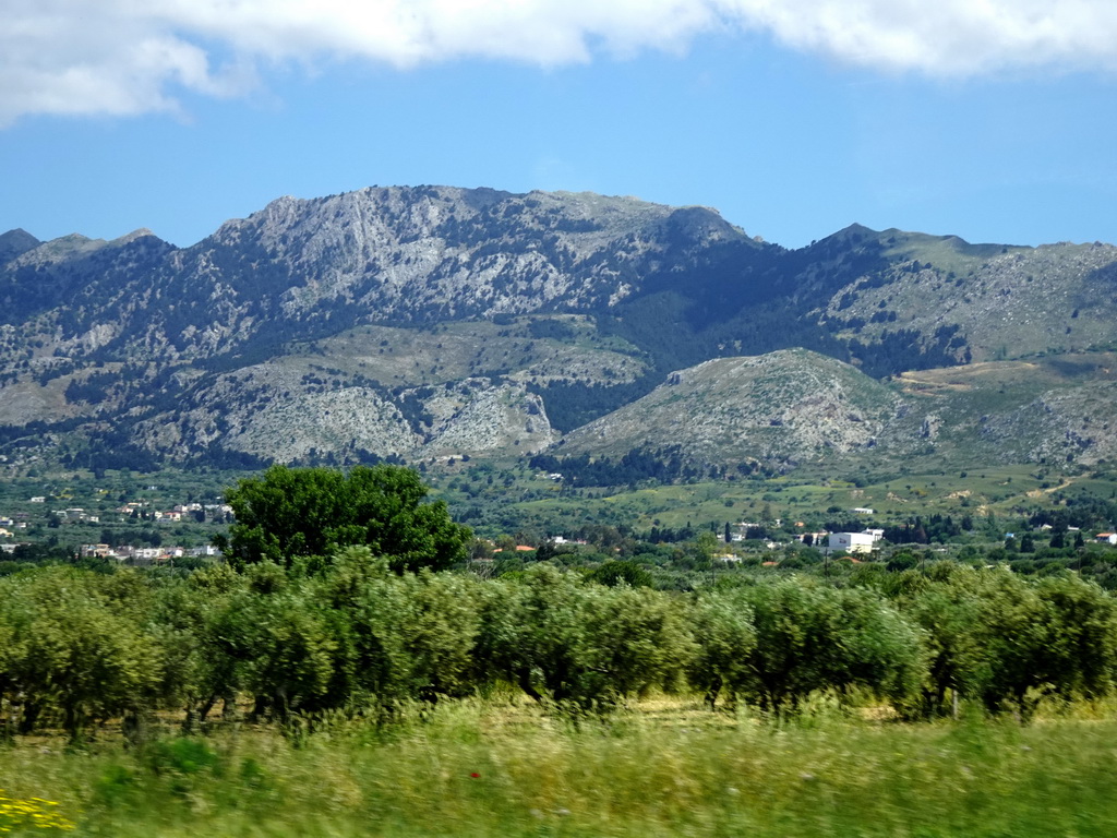 Mount Dikeos, viewed from the tour bus on the Eparchiakis Odou Ko-Kefalou street