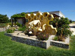Beehive statue in front of the Melissa Honey Farm at the east side of the town of Kefalos