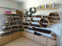 Honey products in the shop of the Melissa Honey Farm at the east side of the town of Kefalos