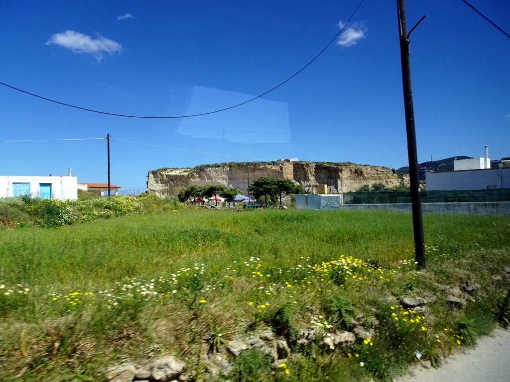 Rocks at the town of Kefalos, viewed from the tour bus