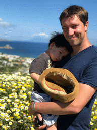 Tim and Max at the viewing point at the north side of the town of Kefalos