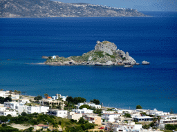 The town of Kefalos, the Aegean Sea and the island of Palaiokastro, viewed from the viewing point at the north side of town