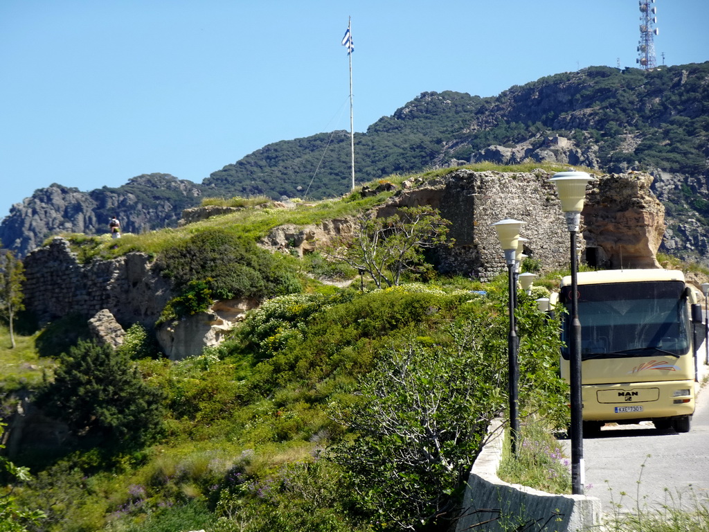 Ruins of the Kefalos Castle, viewed from the viewing point at the north side of town