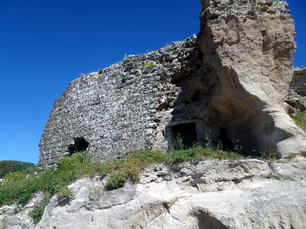 Ruins of the Kefalos Castle, viewed from the tour bus