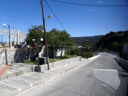 The start of the Eparchiakis Odou Ko-Kefalou street at the town of Kefalos, viewed from the tour bus