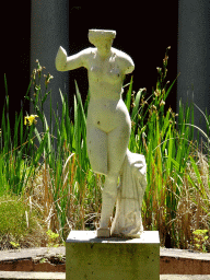 Statuette of nude Aphrodite with a sword, at the Garden at the Large Peristyle at the Casa Romana museum