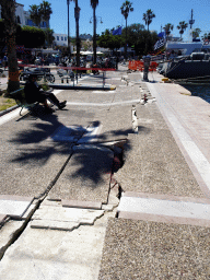 Pavement damaged by the 2017 earthquake at the Akti Kountouriotou street