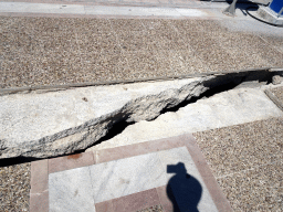 Pavement damaged by the 2017 earthquake at the Akti Kountouriotou street