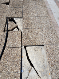 Pavement damaged by the 2017 earthquake at the Akti Kountouriotou street