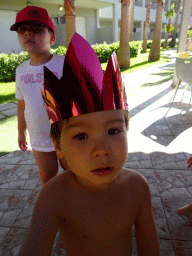 Max with a paper hat in front of the Mini Club at the Blue Lagoon Resort