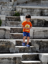 Max on the staircase at the Roman Odeum