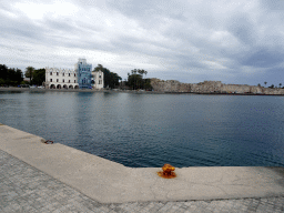 The Kos Police Station and the Neratzia Castle, viewed from a pier at the northeast side of Kos Town