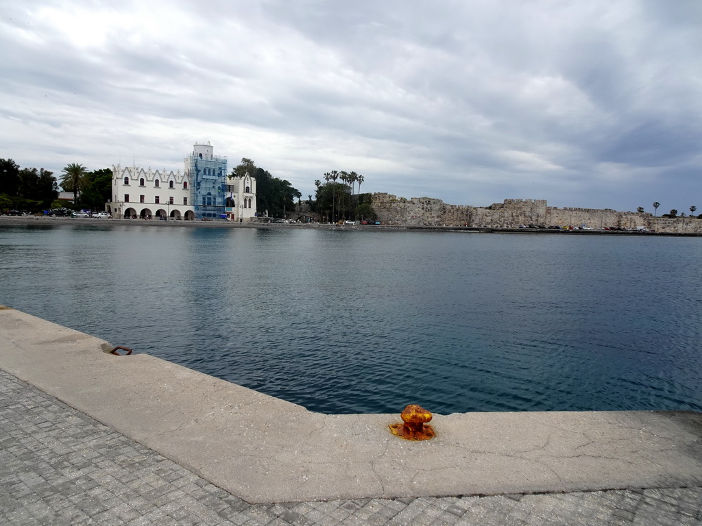 The Kos Police Station and the Neratzia Castle, viewed from a pier at the northeast side of Kos Town