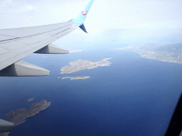 The islands of Plati and Pserimos, viewed from the airplane to Eindhoven