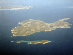 The islands of Plati and Pserimos, viewed from the airplane to Eindhoven