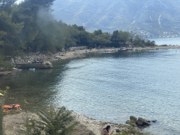 Beach at the town of Ljuta, viewed from the tour bus on the E65 road