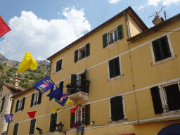 Flags hanging over the south side of the Square of the Arms