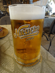 Nikicko beer at the terrace of the Regina Del Gusto restaurant