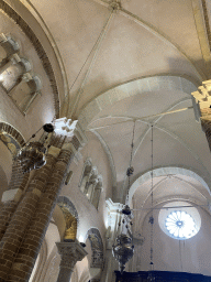 Ceiling of the nave and rose window of St. Tripun`s Cathedral