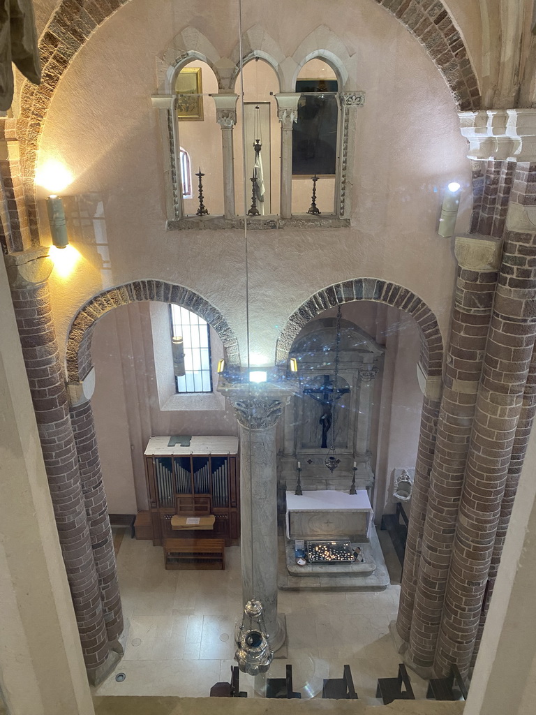 Nave and organ of St. Tripun`s Cathedral, viewed from the museum at the upper floor