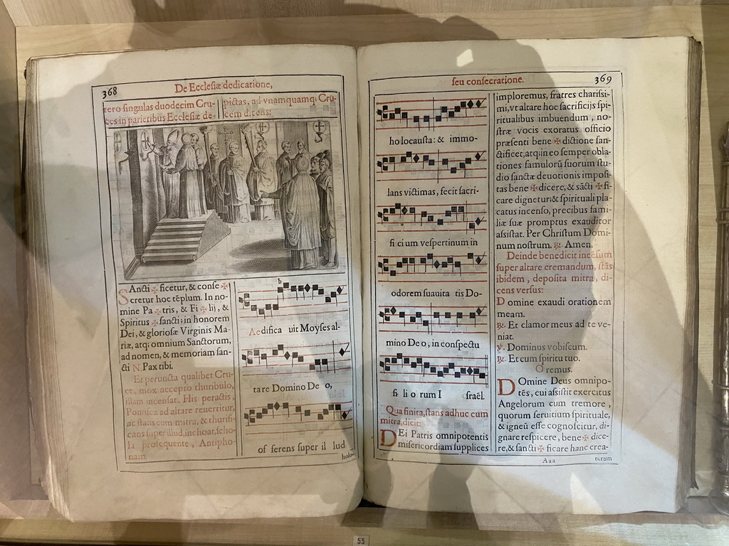 Music book at the museum at the upper floor of St. Tripun`s Cathedral