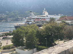 Cruise ship `Sea Dream II` at the Kotor Harbour, viewed from the northwestern city walls