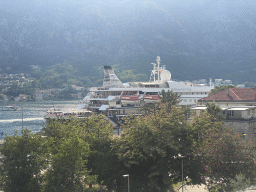 Cruise ship `Sea Dream II` at the Kotor Harbour, viewed from the northwestern city walls