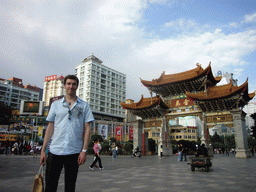 Tim at the Archway of Golden Horse at Jinbi Square