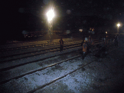Railway workers, viewed from the sleeper train from Dali to Kunming