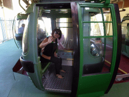Miaomiao in a Skyrail Rainforest Cableway gondola at the Smithfield Skyrail Terminal
