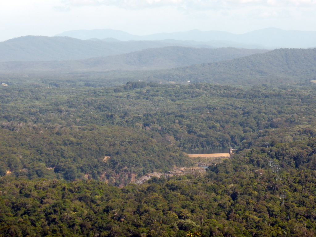 Tropical rainforest and the Barron Falls, viewed from the viewpoint at Red Peak Skyrail Station