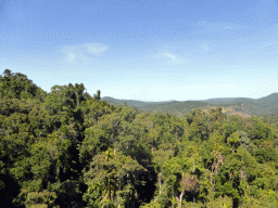 Rocks and tropical rainforest northwest of Red Peak Skyrail Station, viewed from the Skyrail Rainforest Cableway gondola